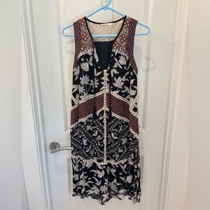 NWOT Floreat Anthropologie Black and Red Floral Midi Dress - 4